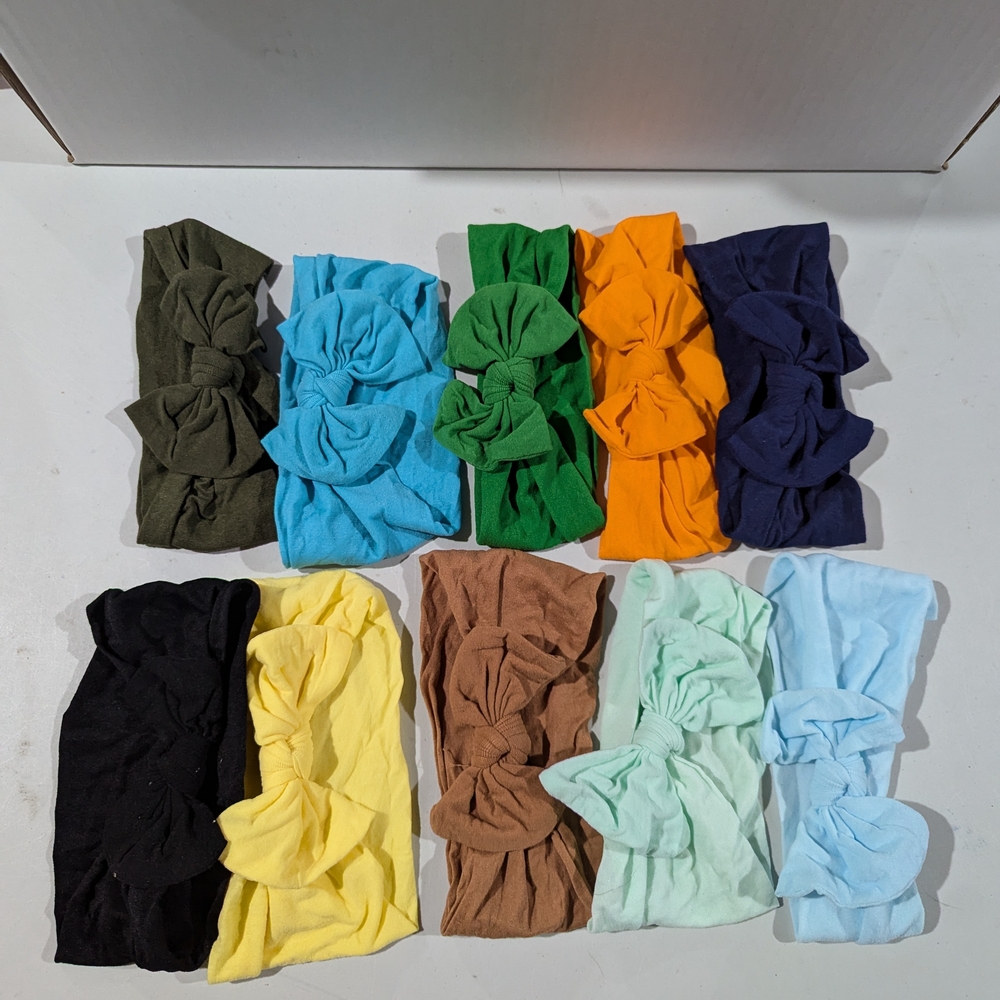 New Lot Of 10 Supersoft And Stretchy Colorful Knotted Nylon Headbands Set